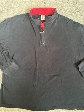 VINTAGE ODLO Polo Quarter-Zip Pullover Sweatshirt in Black with Red Trim
